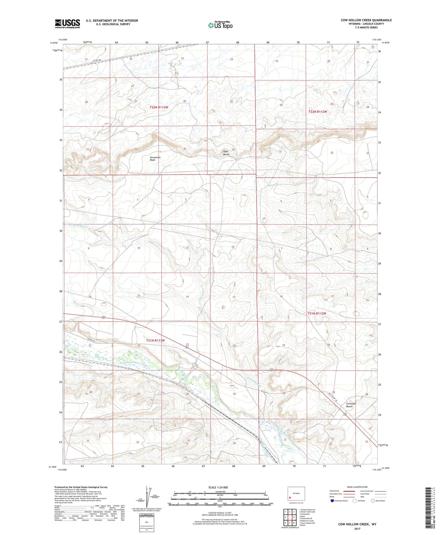 Cow Hollow Creek Wyoming US Topo Map Image