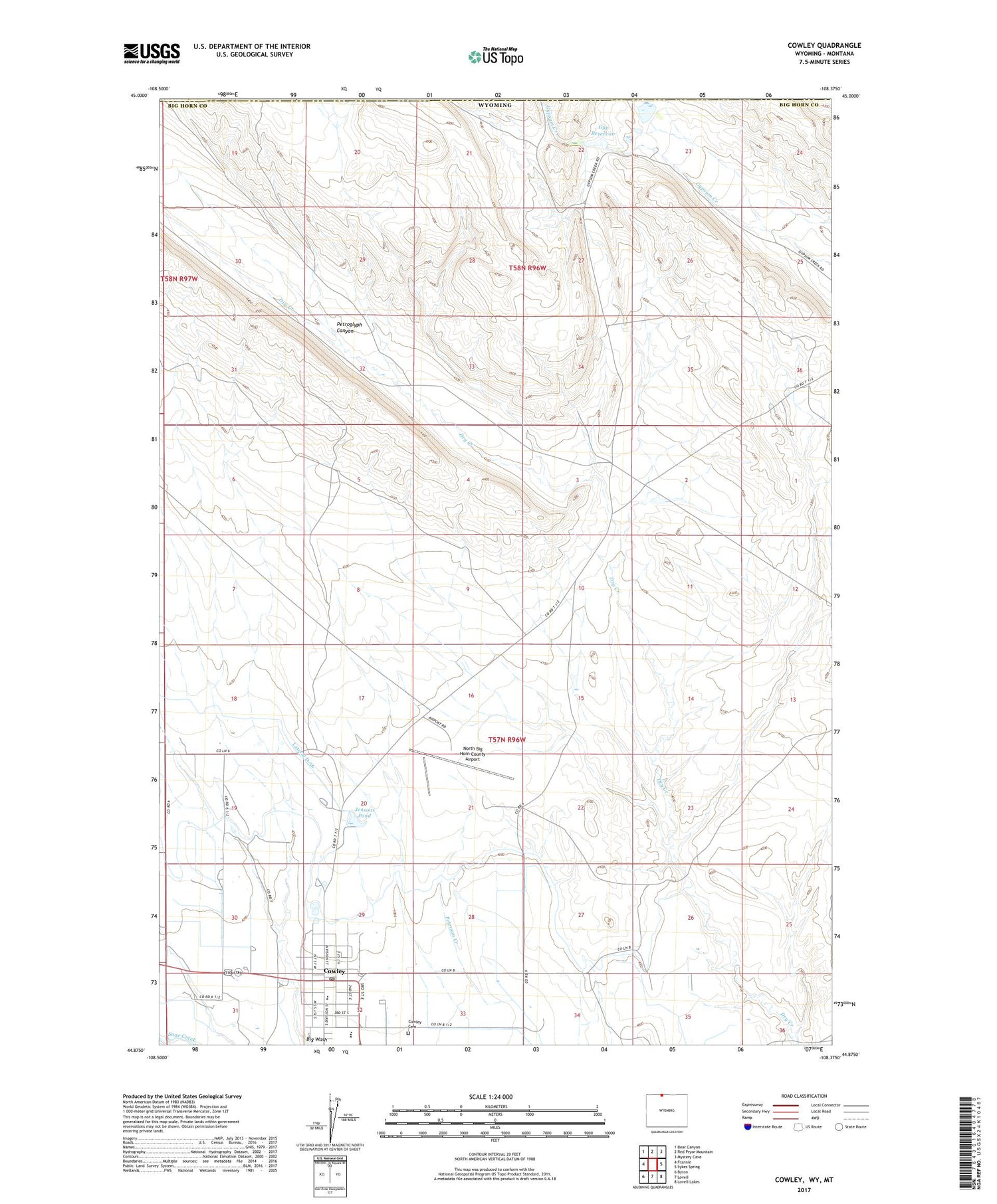 Cowley Wyoming US Topo Map Image