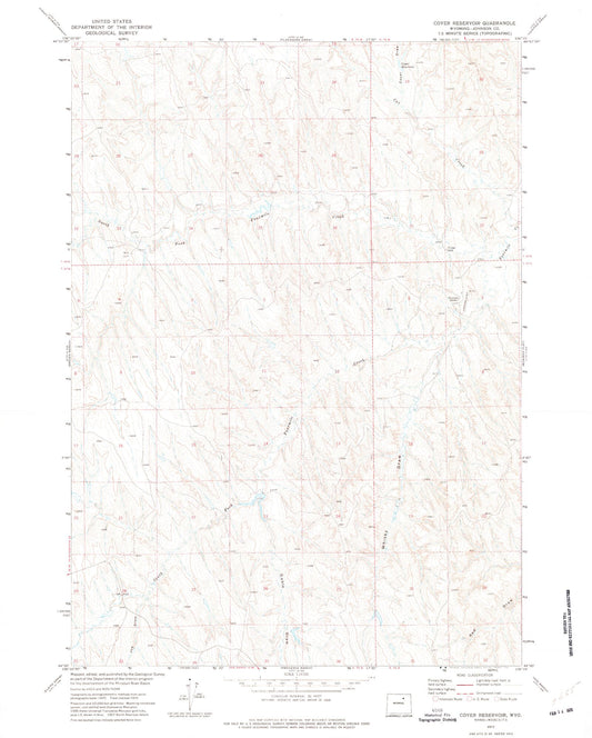 Classic USGS Coyer Reservoir Wyoming 7.5'x7.5' Topo Map Image