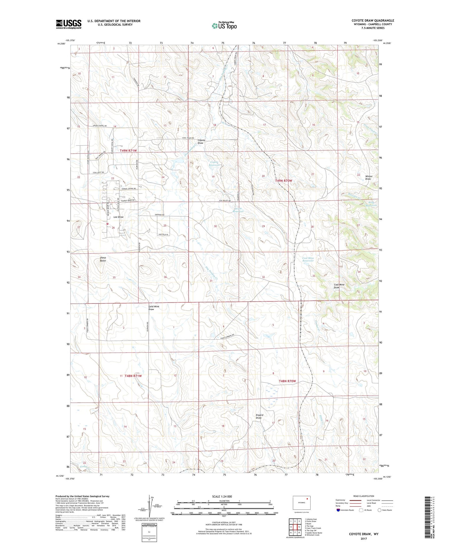 Coyote Draw Wyoming US Topo Map Image