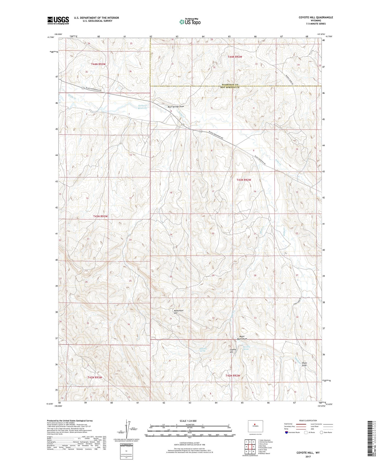 Coyote Hill Wyoming US Topo Map Image