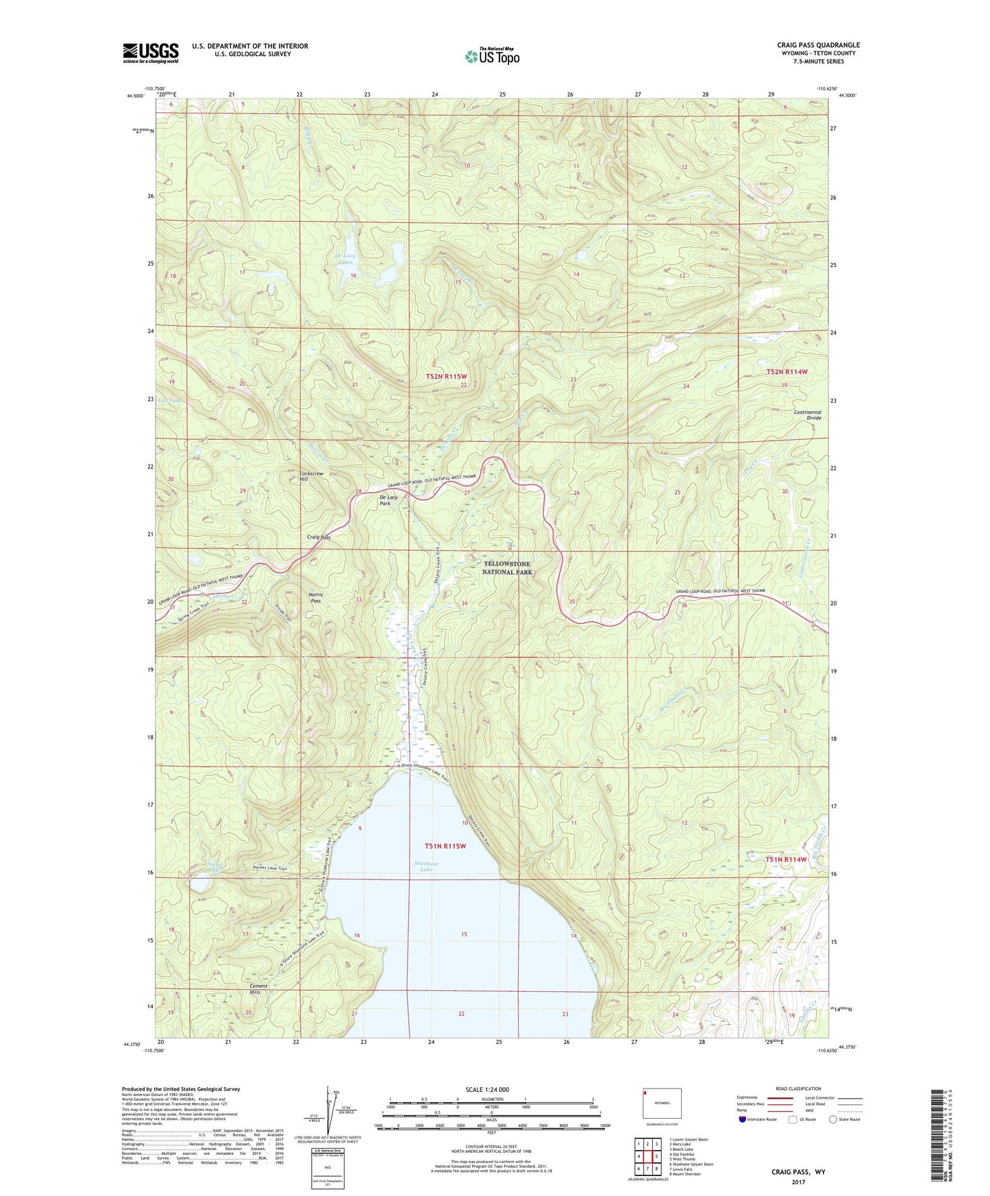 Craig Pass Wyoming US Topo Map Image