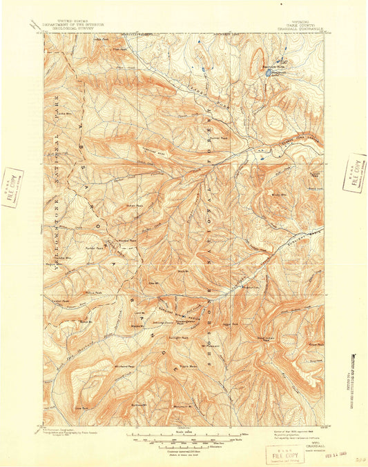Historic 1899 Crandall Wyoming 30'x30' Topo Map Image