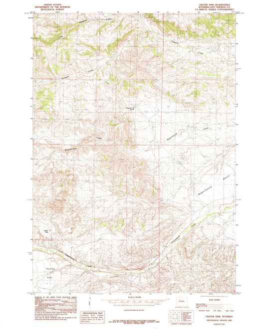 Classic USGS Crater Sink Wyoming 7.5'x7.5' Topo Map Image