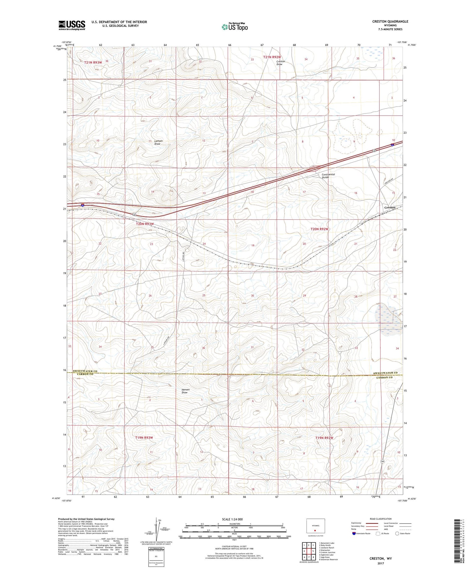 Creston Wyoming US Topo Map Image