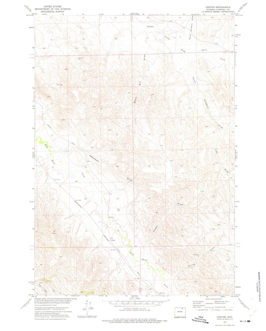 Classic USGS Croton Wyoming 7.5'x7.5' Topo Map Image