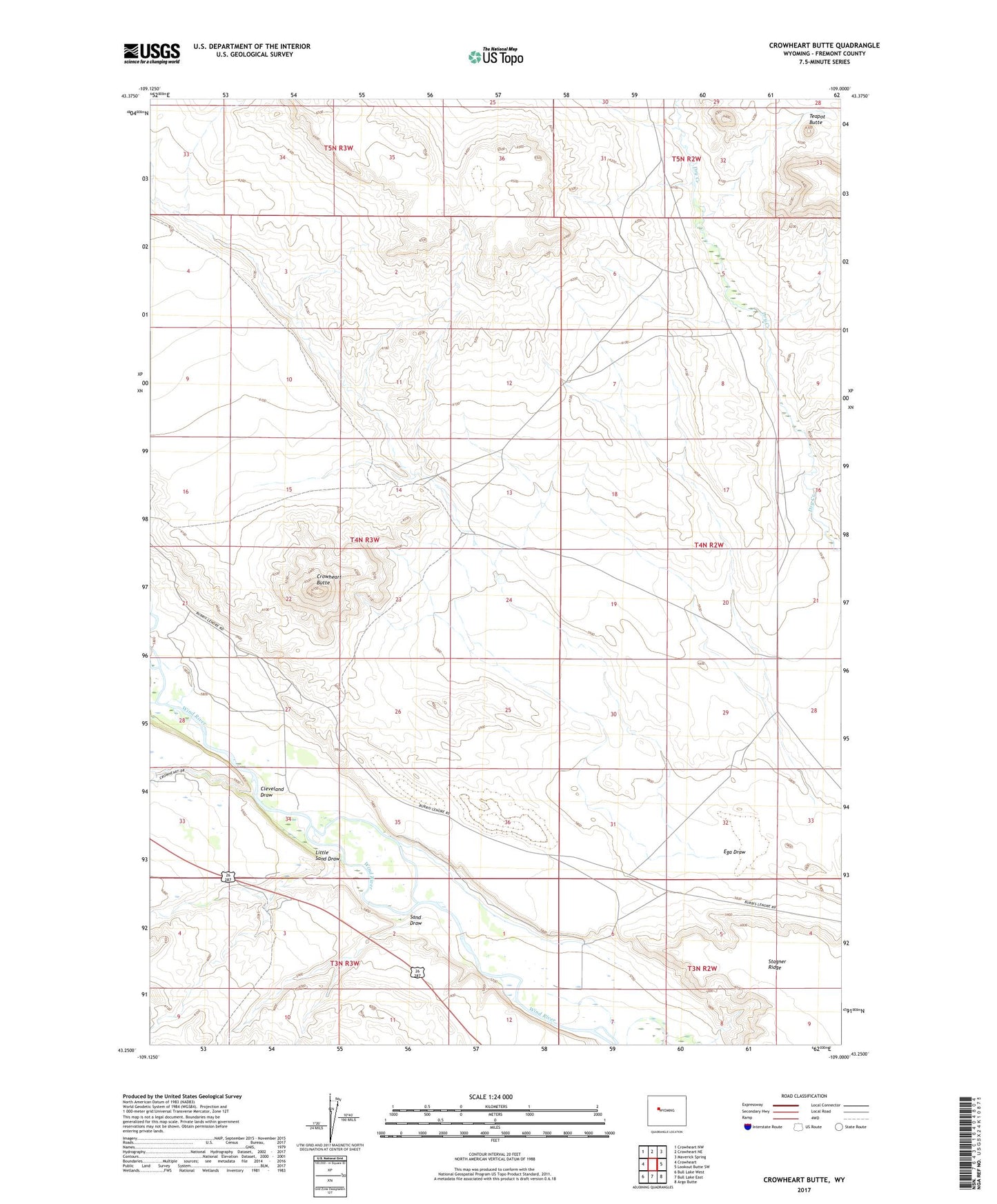 Crowheart Butte Wyoming US Topo Map Image