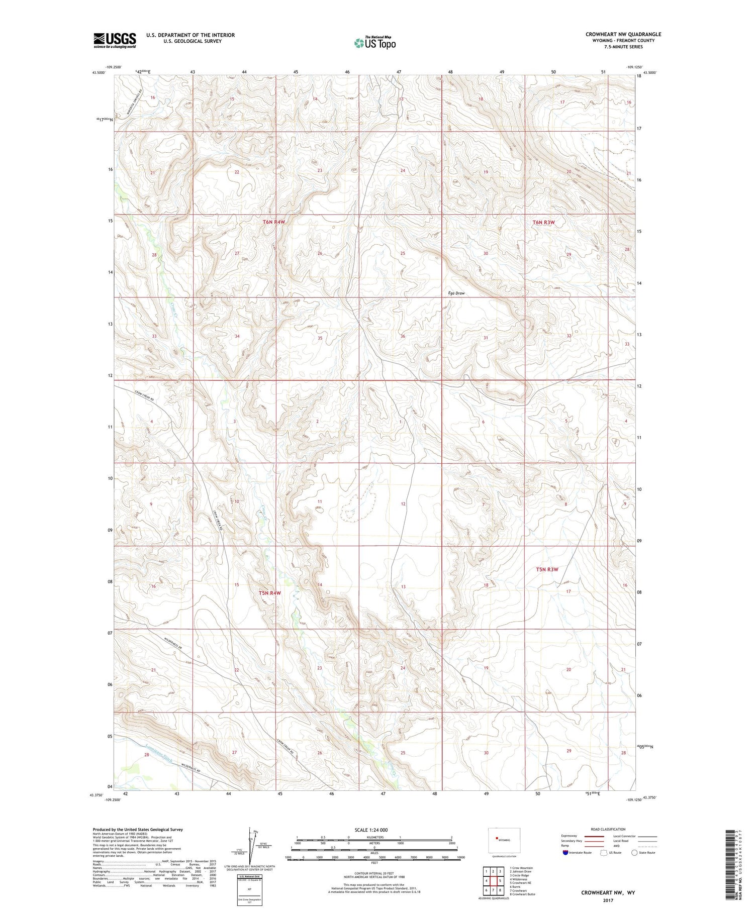 Crowheart NW Wyoming US Topo Map Image