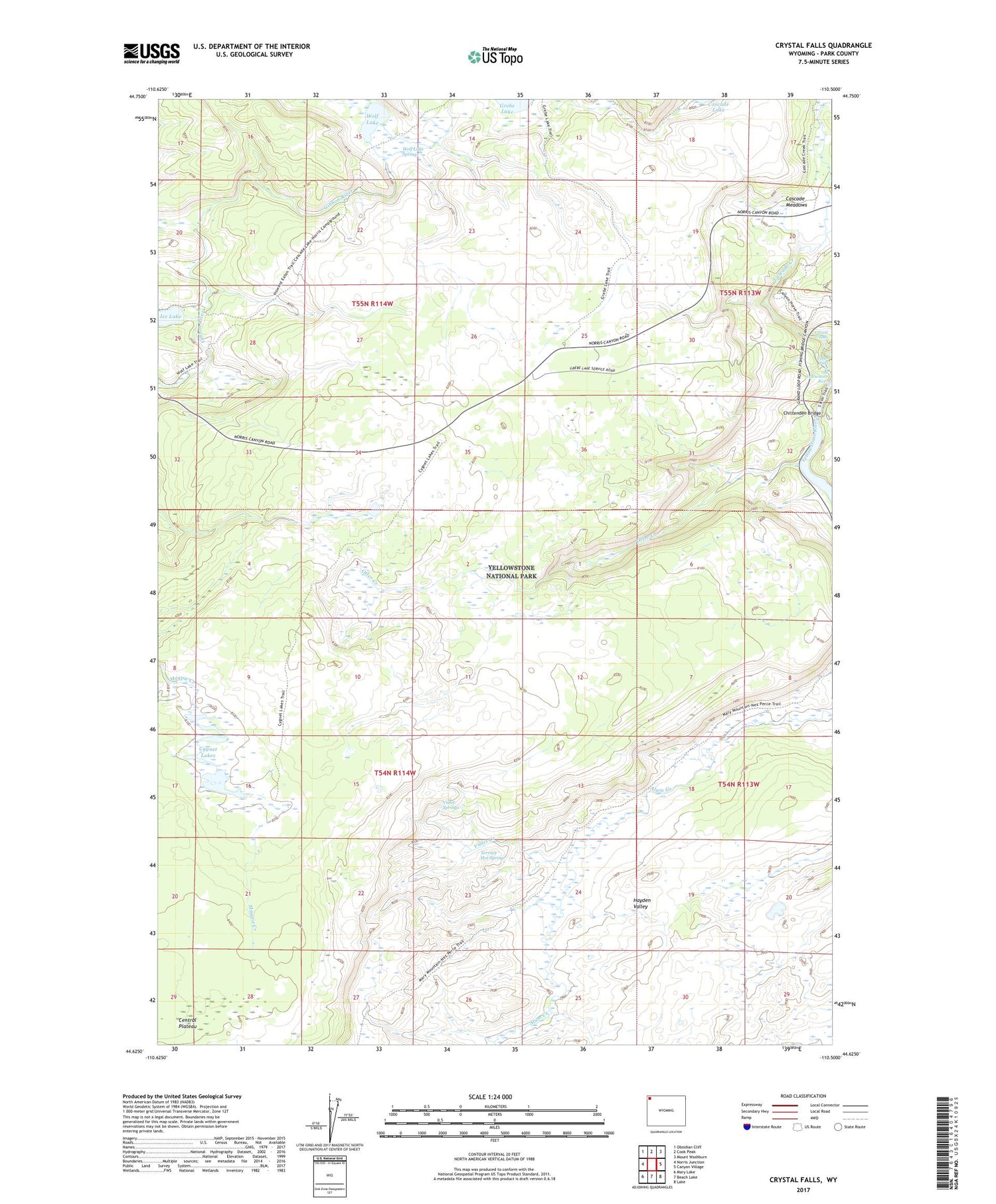 Crystal Falls Wyoming US Topo Map Image