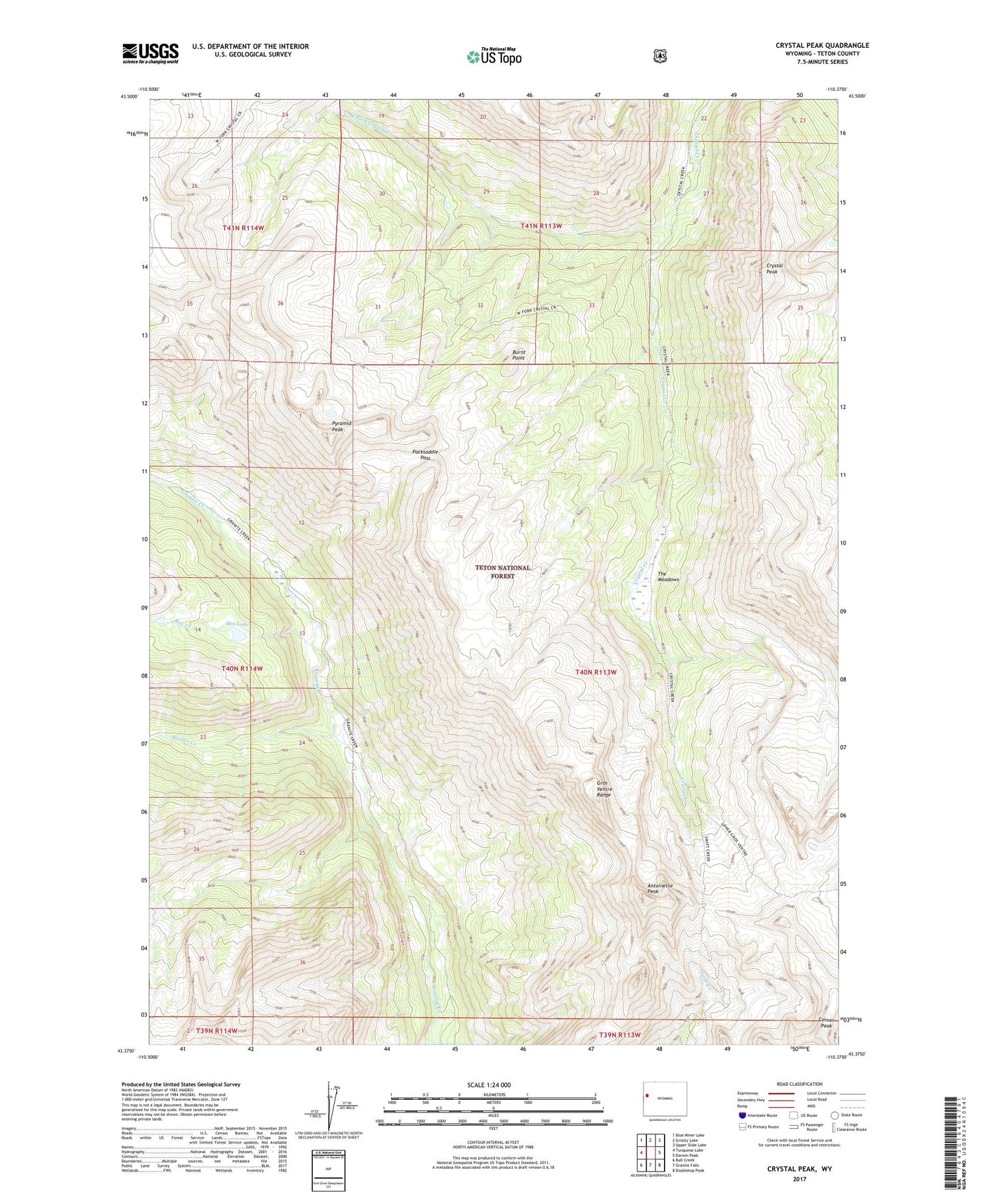Crystal Peak Wyoming US Topo Map Image