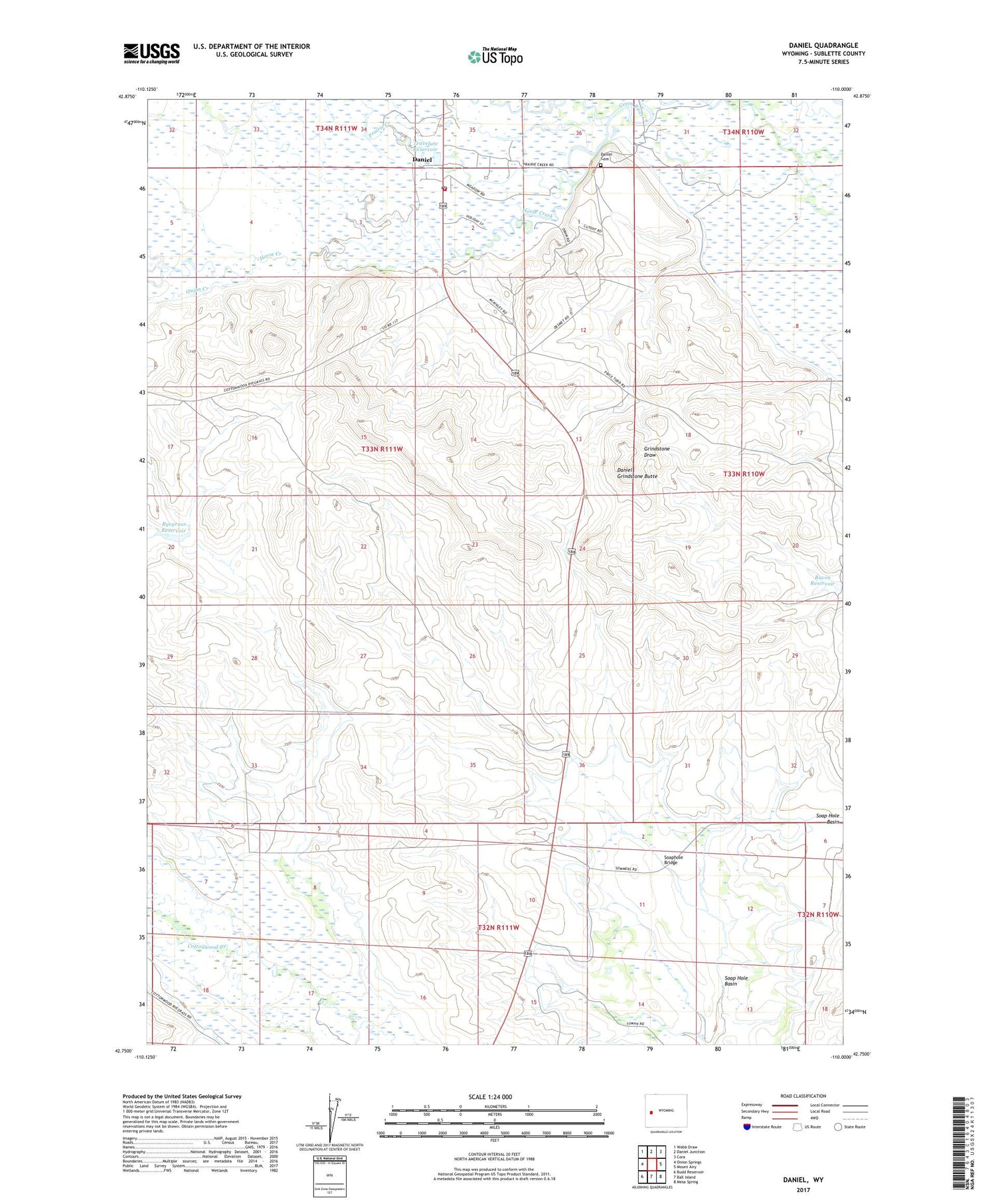 Daniel Wyoming US Topo Map Image