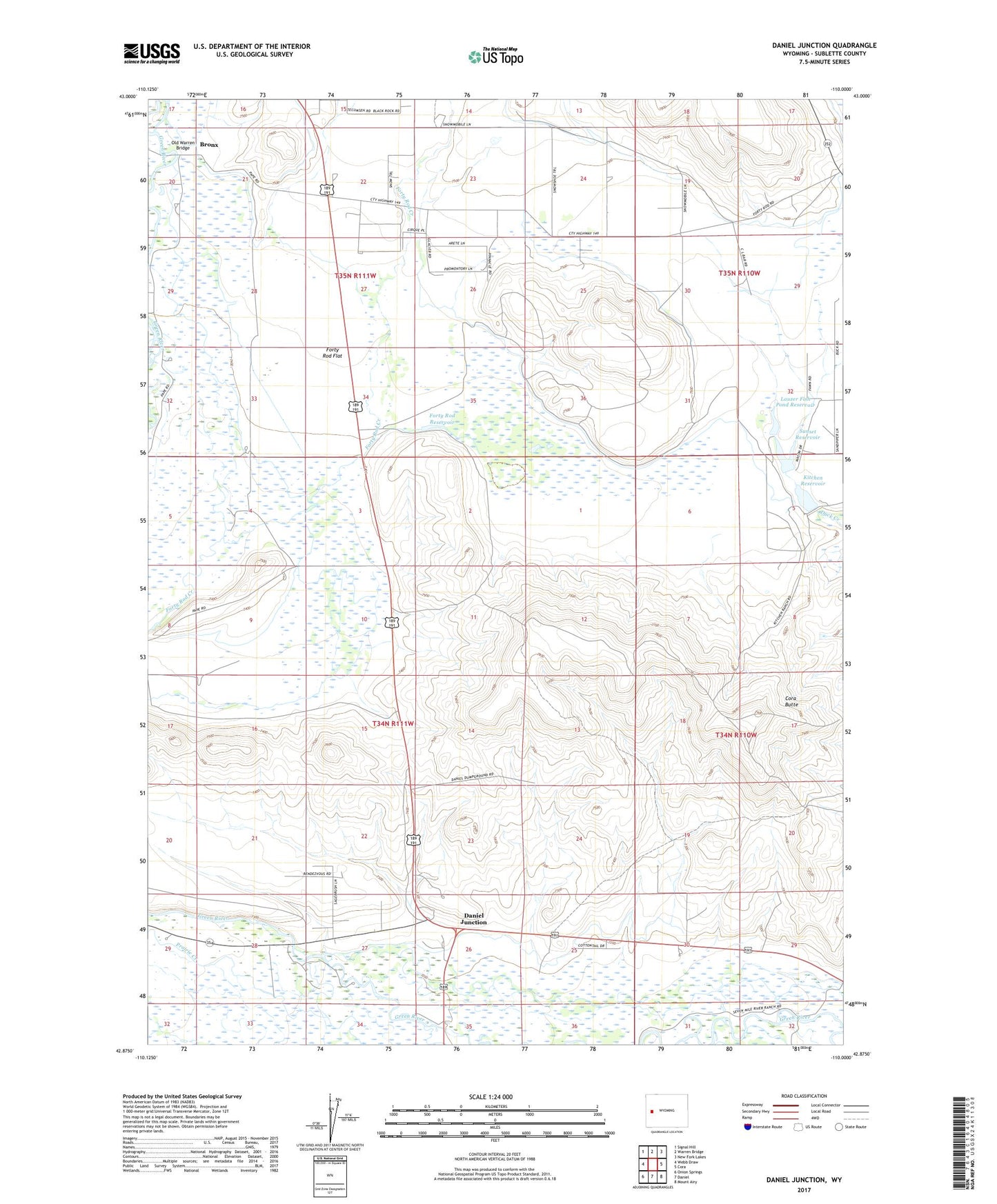 Daniel Junction Wyoming US Topo Map Image