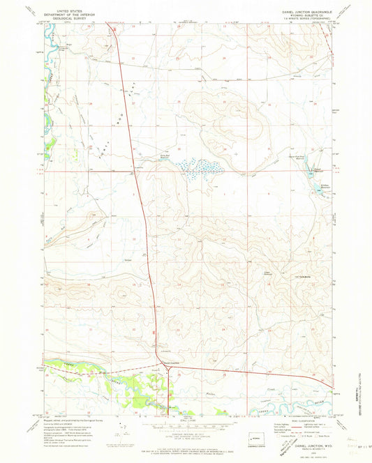 Classic USGS Daniel Junction Wyoming 7.5'x7.5' Topo Map Image