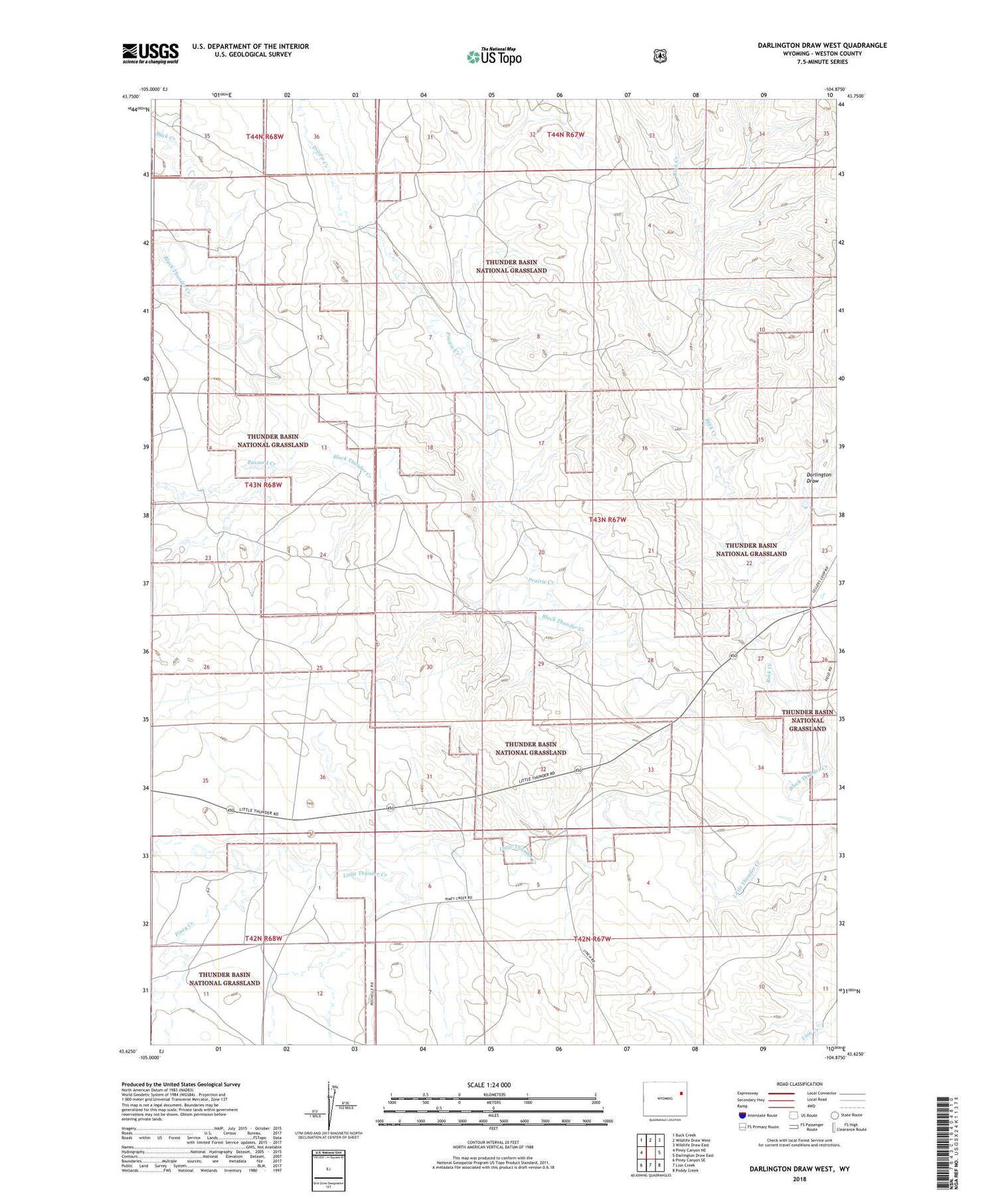 Darlington Draw West Wyoming US Topo Map Image