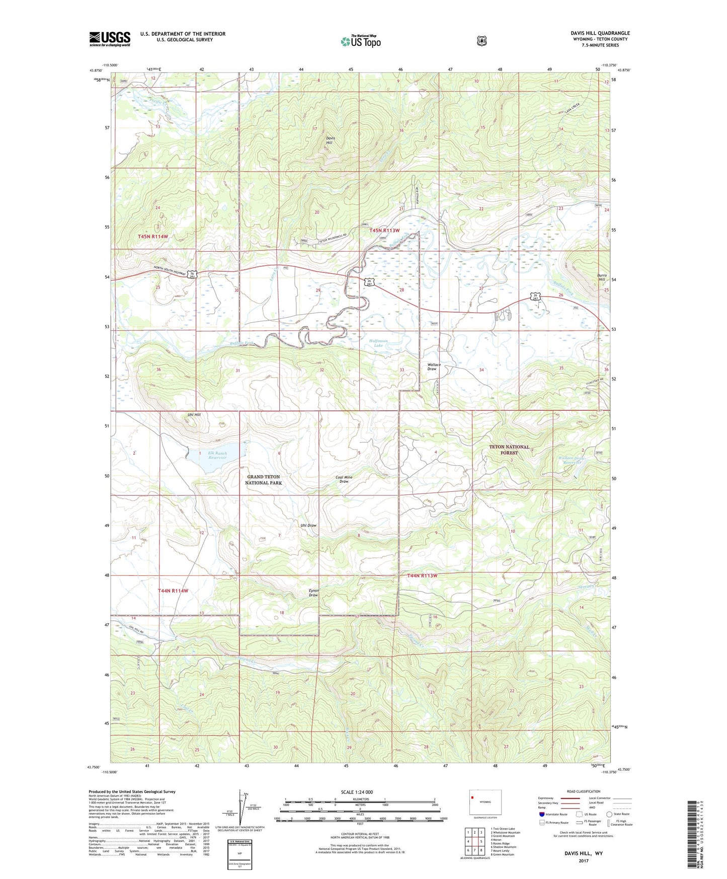 Davis Hill Wyoming US Topo Map Image