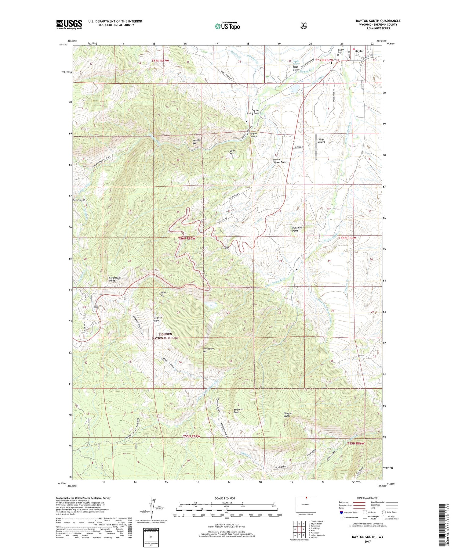 Dayton South Wyoming US Topo Map Image