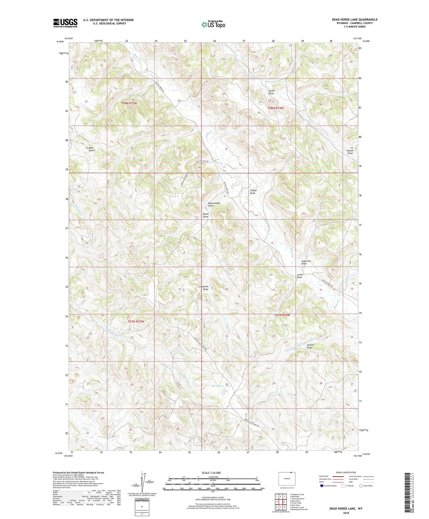 Dead Horse Lake Wyoming US Topo Map Image