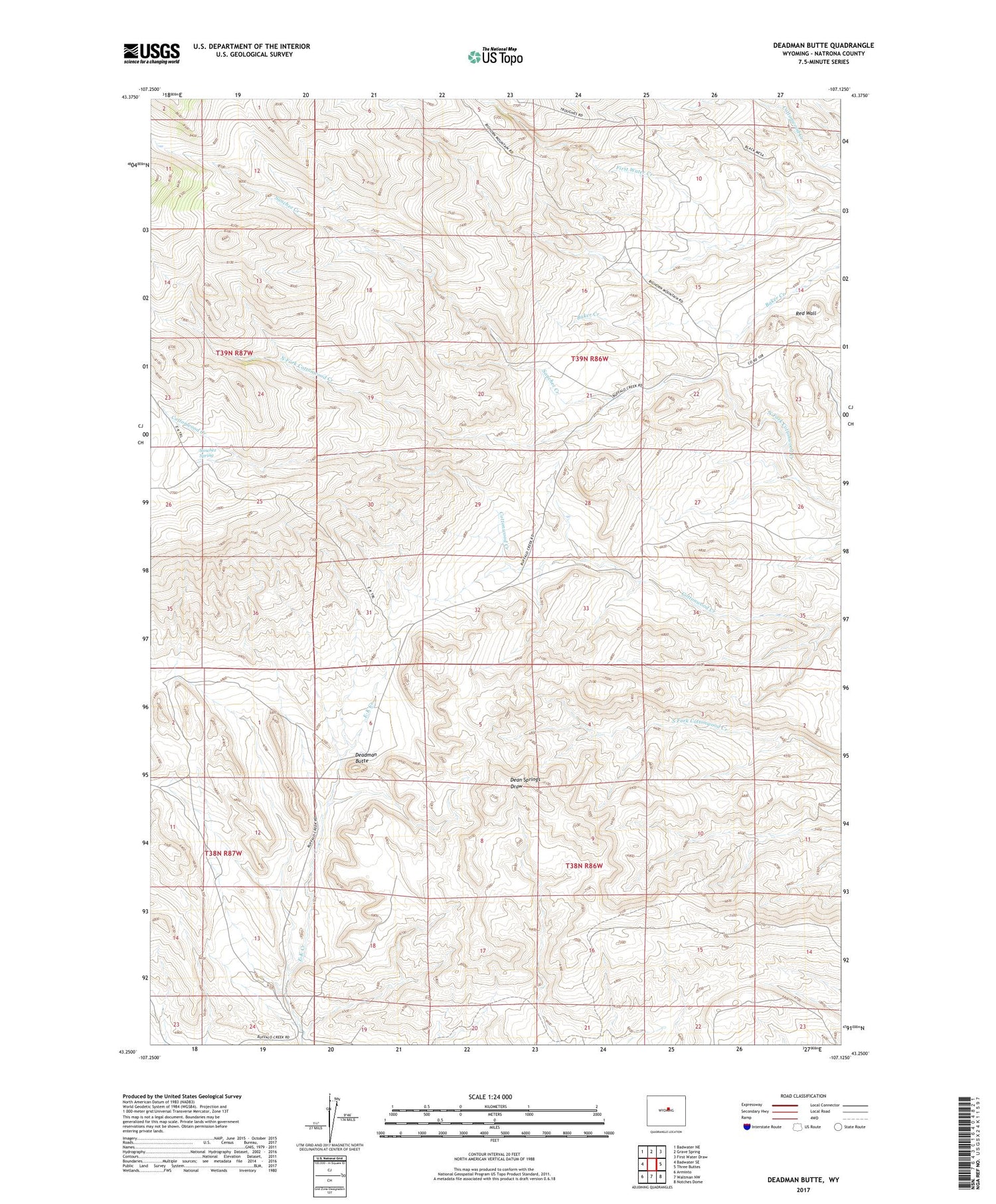 Deadman Butte Wyoming US Topo Map Image