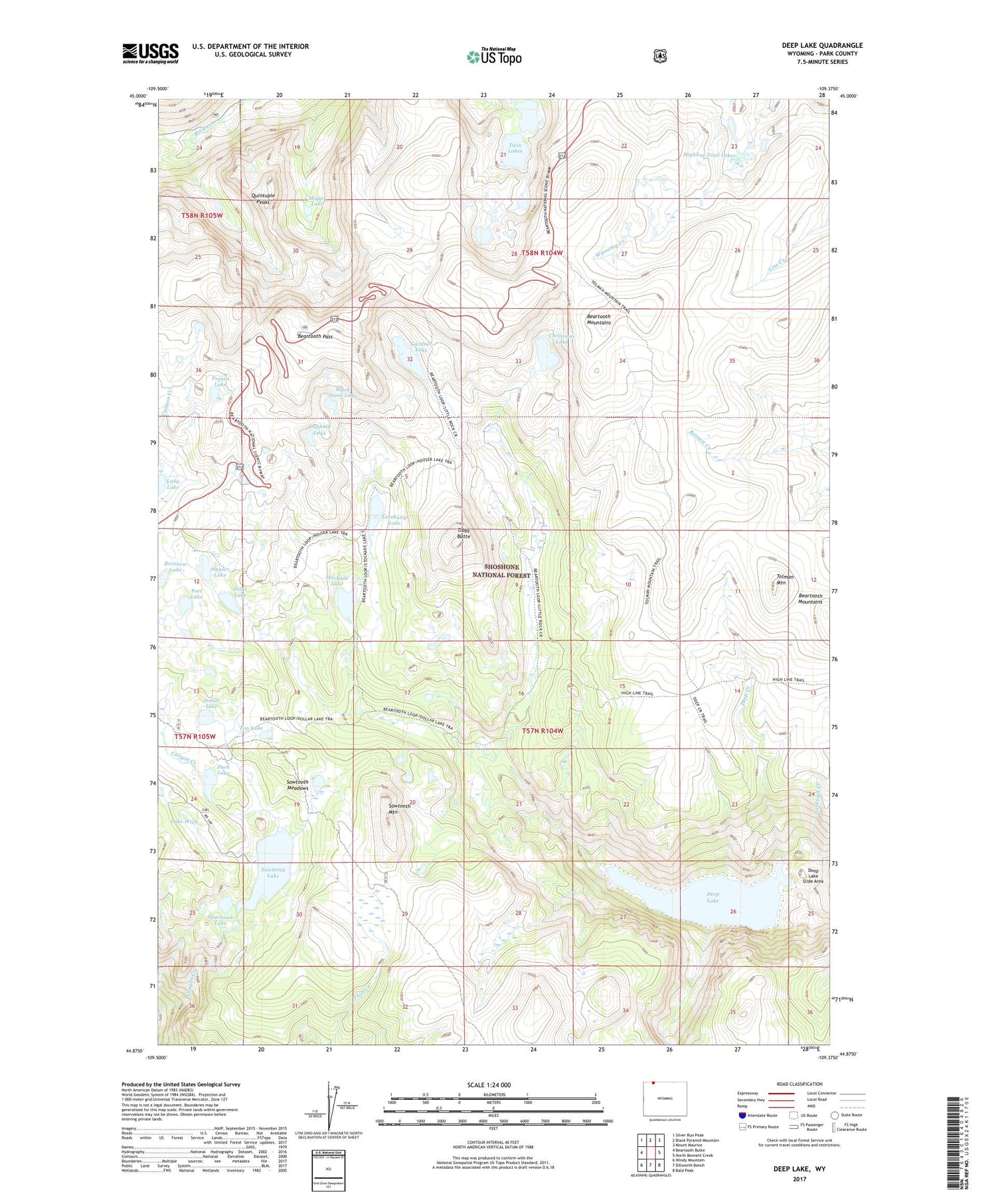 Deep Lake Wyoming US Topo Map Image