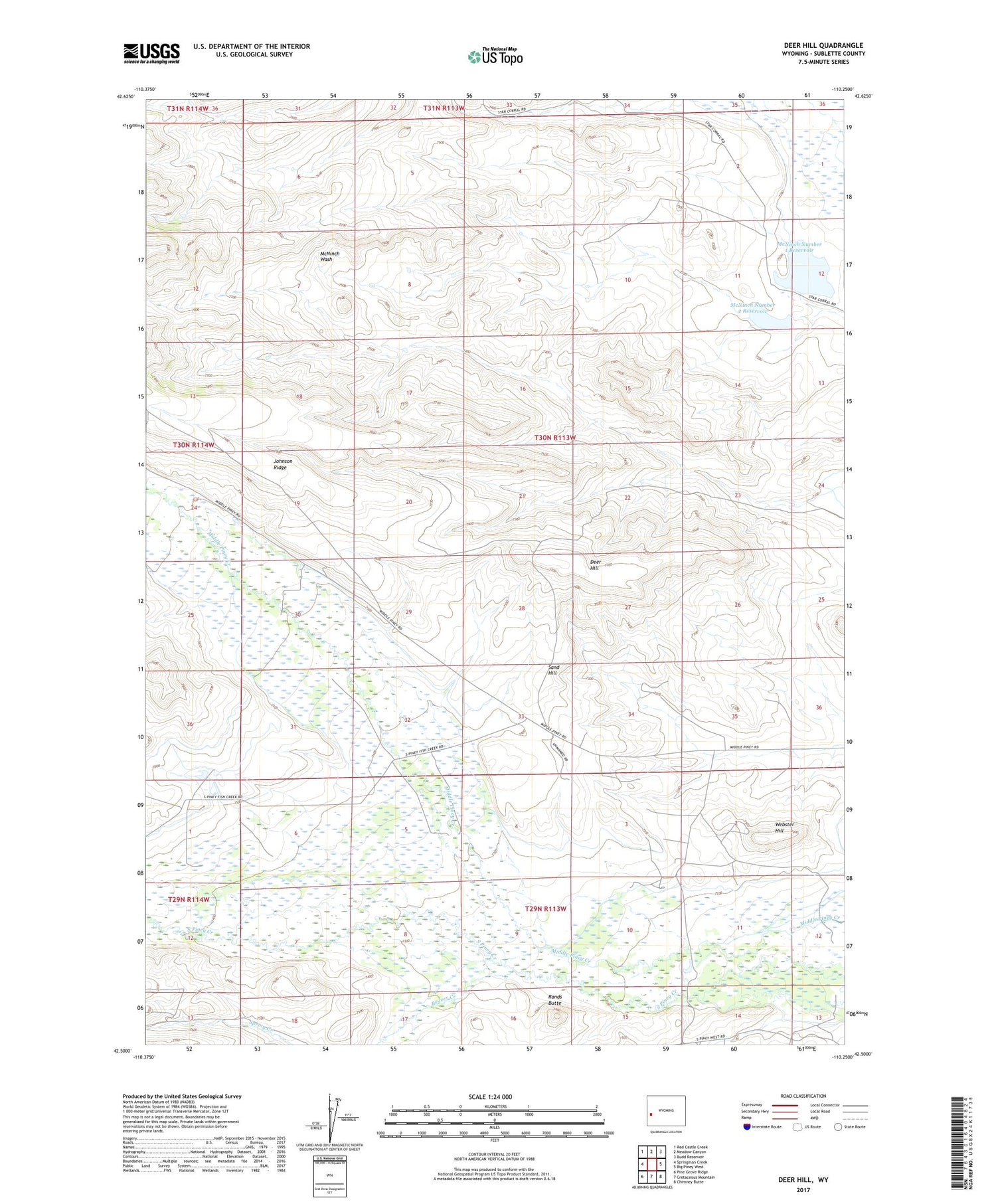 Deer Hill Wyoming US Topo Map Image