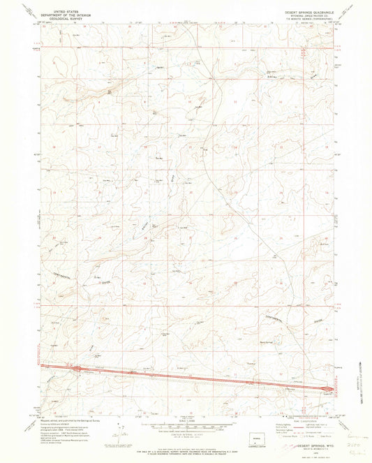 Classic USGS Desert Springs Wyoming 7.5'x7.5' Topo Map Image
