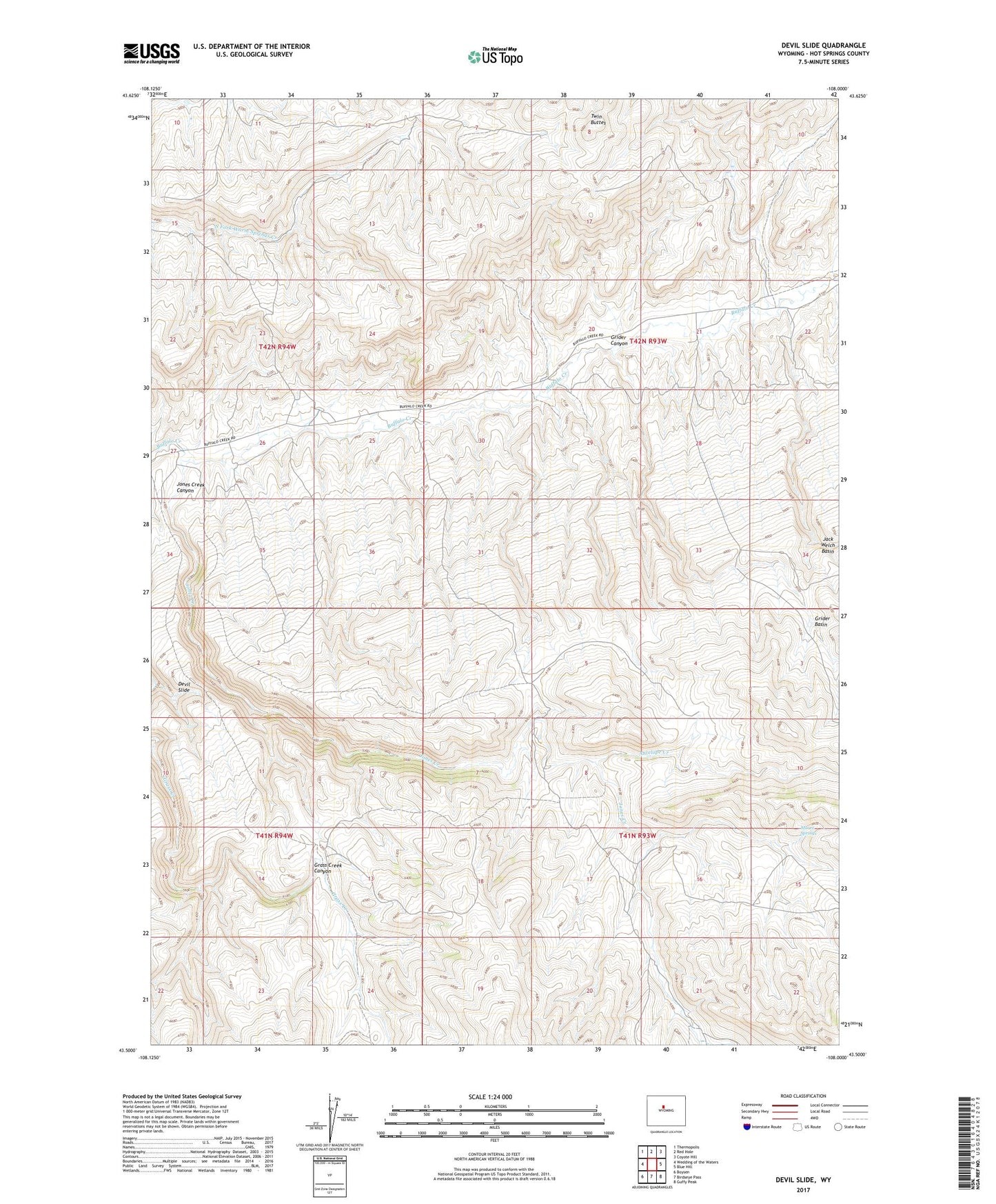 Devil Slide Wyoming US Topo Map Image