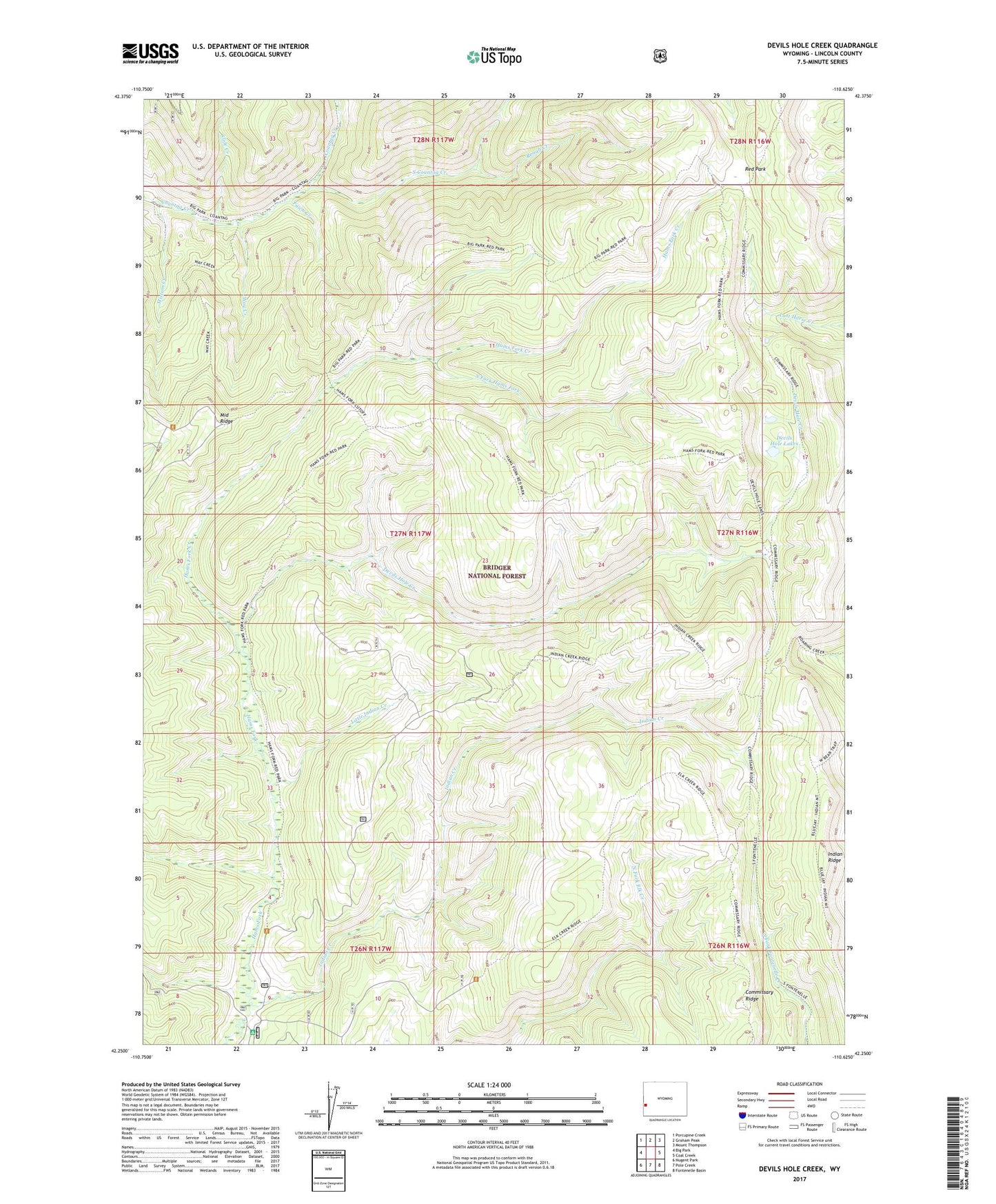 Devils Hole Creek Wyoming US Topo Map Image