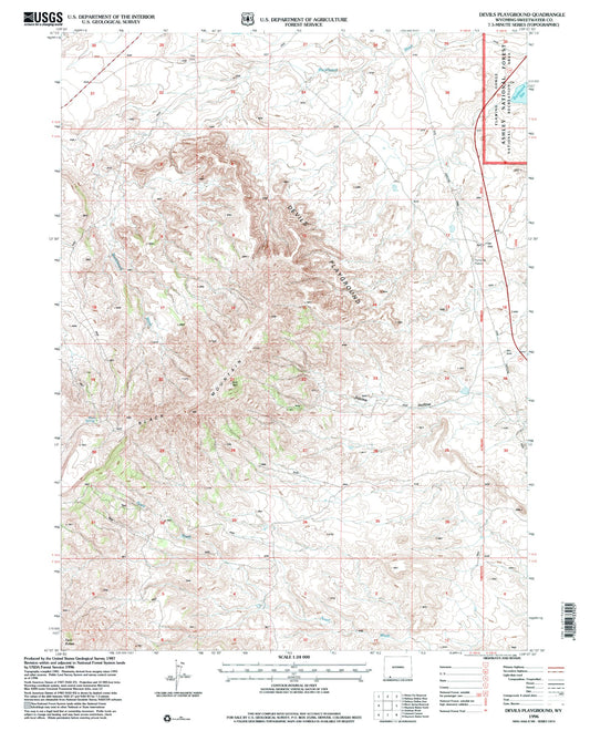 Classic USGS Devils Playground Wyoming 7.5'x7.5' Topo Map Image