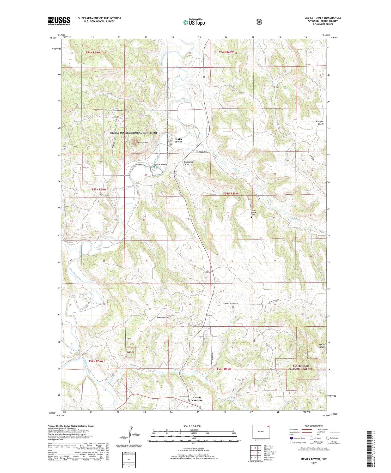 Devils Tower Wyoming US Topo Map Image