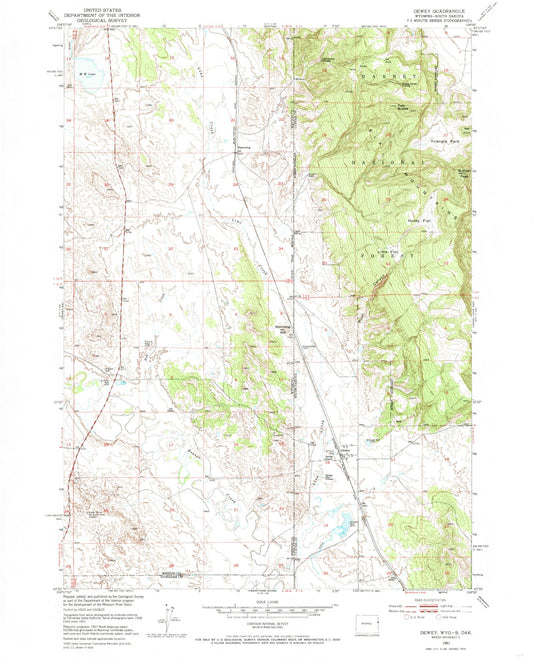 Classic USGS Dewey South Dakota 7.5'x7.5' Topo Map Image