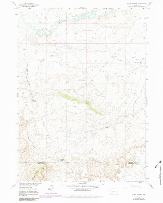 Classic USGS Dickie Springs Wyoming 7.5'x7.5' Topo Map Image