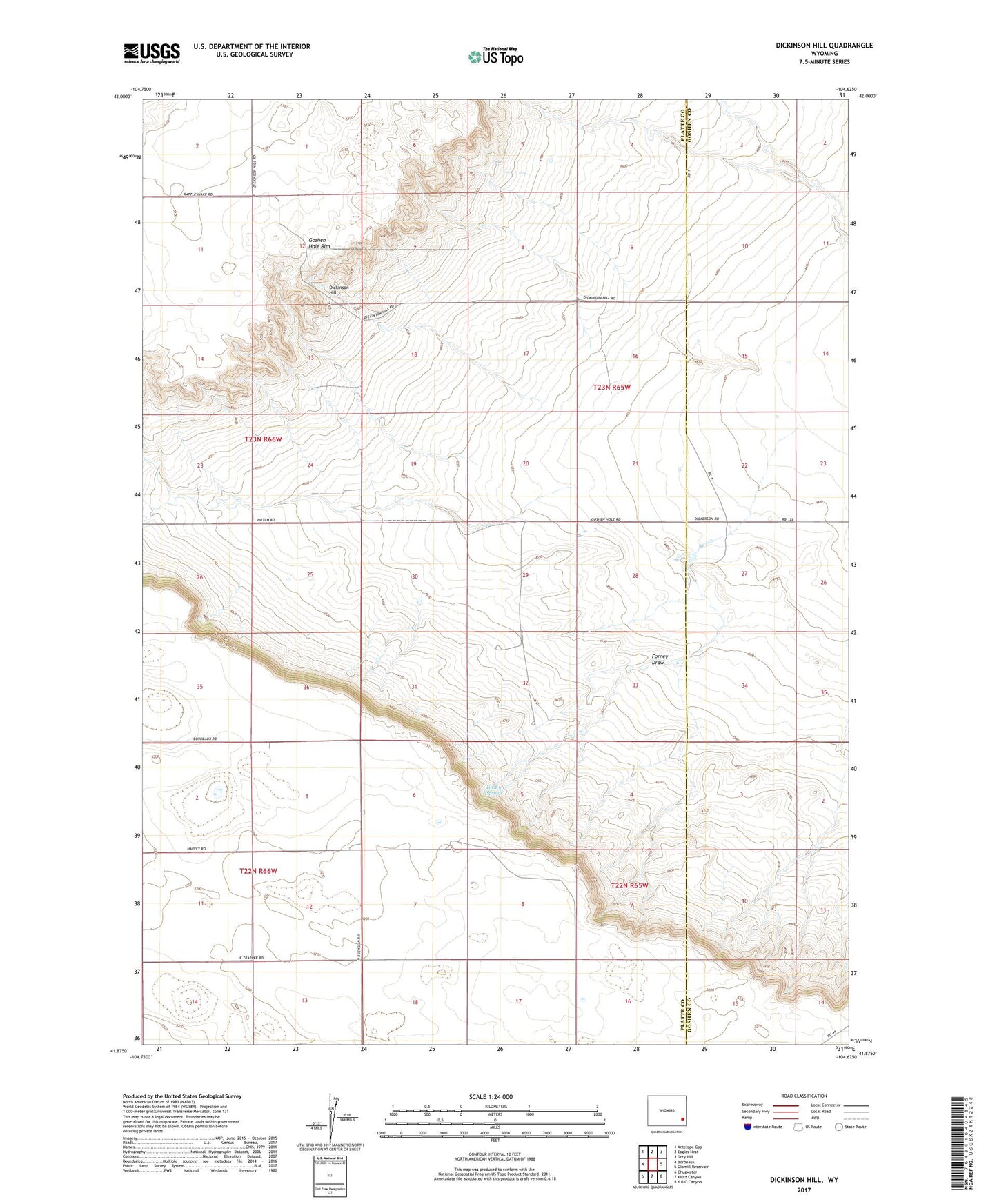 Dickinson Hill Wyoming US Topo Map Image