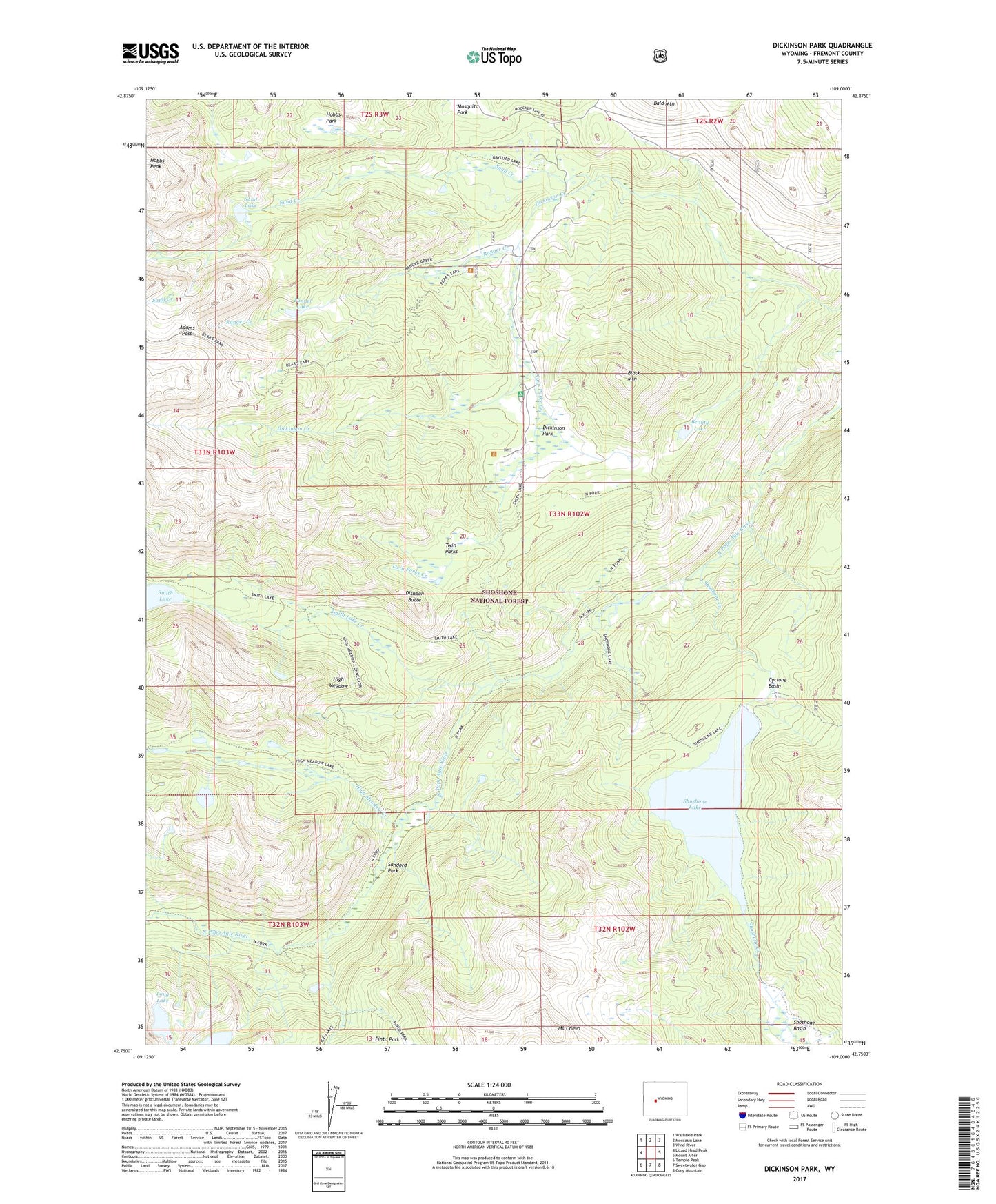 Dickinson Park Wyoming US Topo Map Image