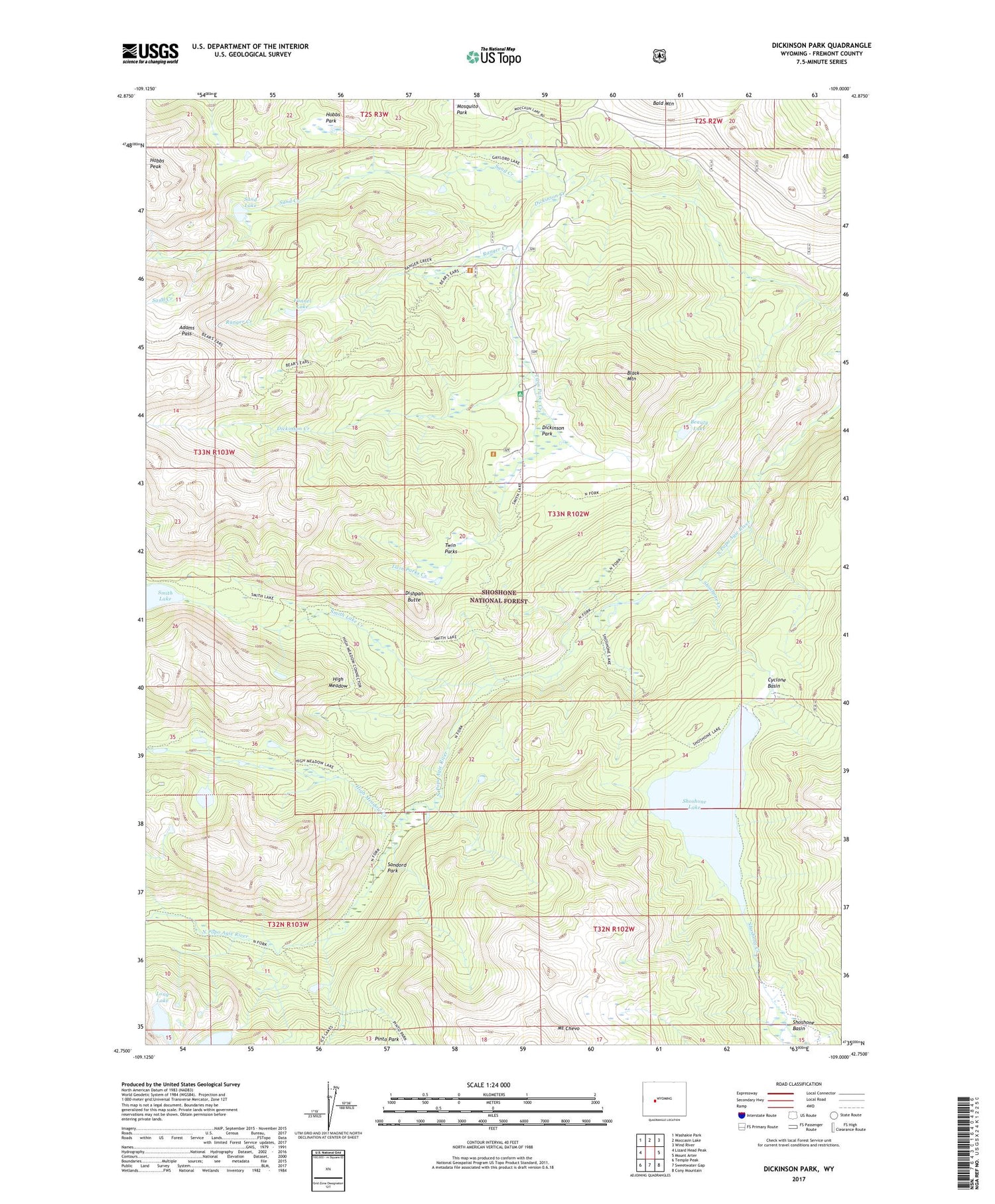 Dickinson Park Wyoming US Topo Map Image