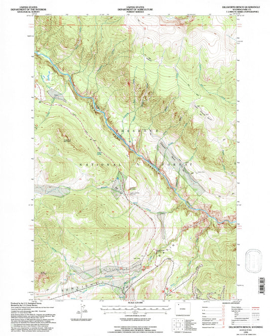Classic USGS Dillworth Bench Wyoming 7.5'x7.5' Topo Map Image