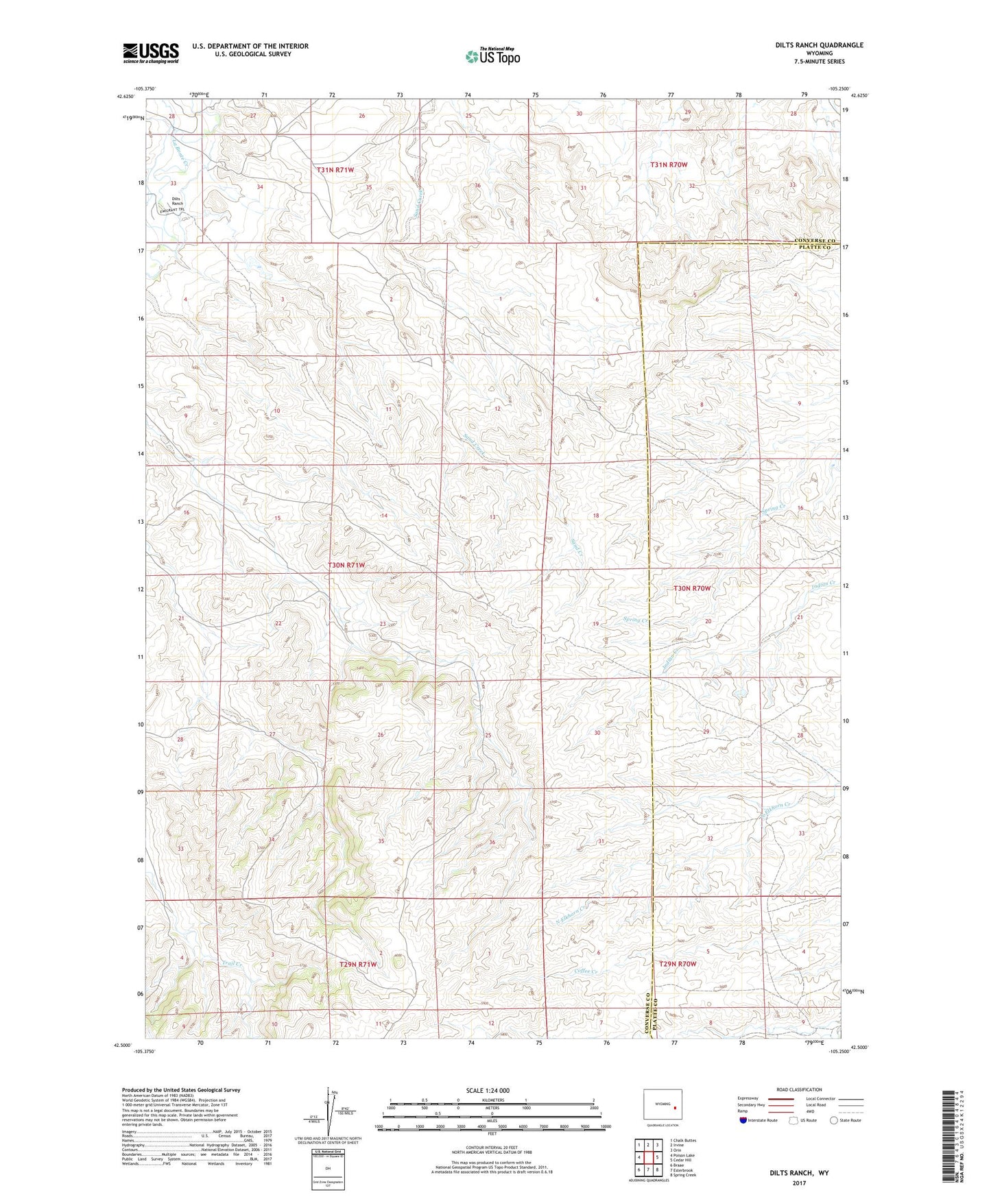 Dilts Ranch Wyoming US Topo Map Image