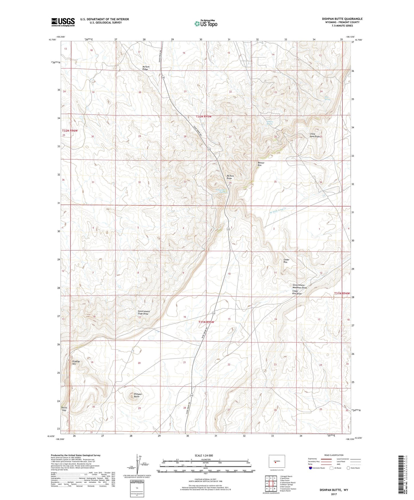 Dishpan Butte Wyoming US Topo Map Image