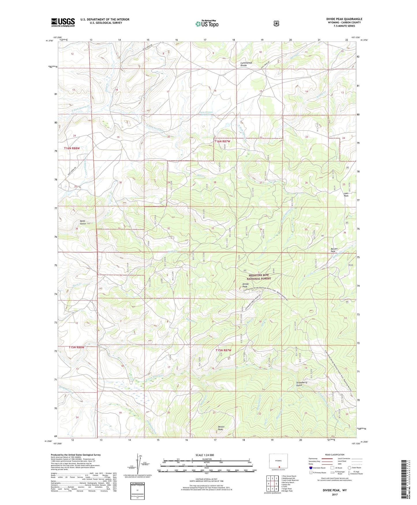Divide Peak Wyoming US Topo Map Image