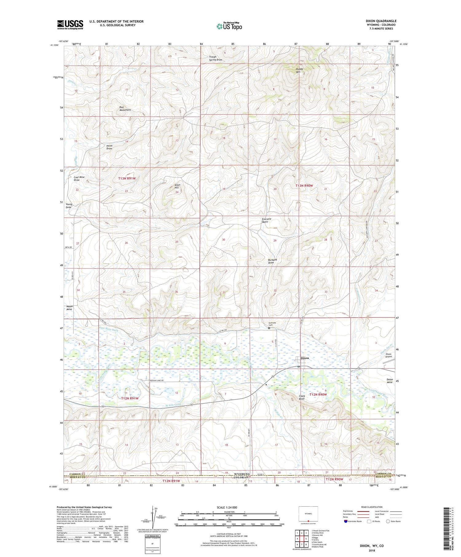 Dixon Wyoming US Topo Map Image