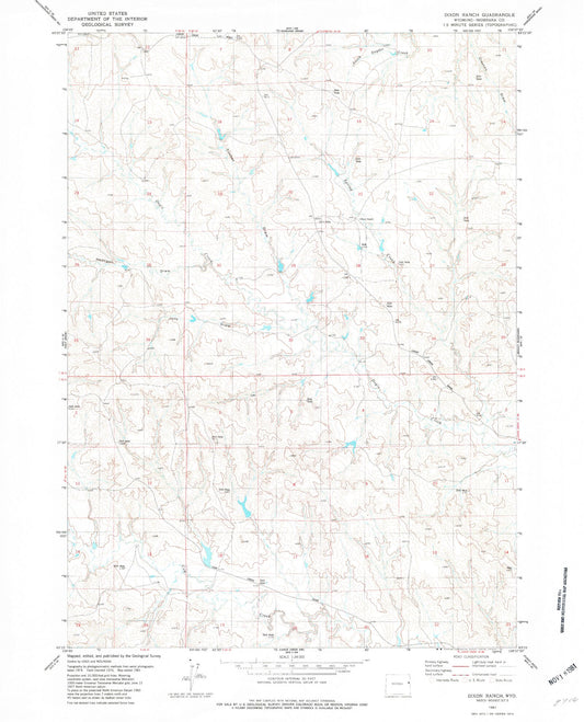 Classic USGS Dixon Ranch Wyoming 7.5'x7.5' Topo Map Image