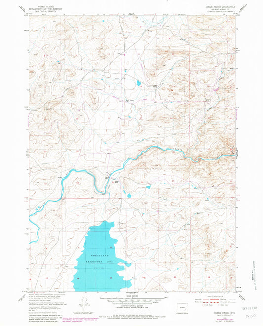 Classic USGS Dodge Ranch Wyoming 7.5'x7.5' Topo Map Image