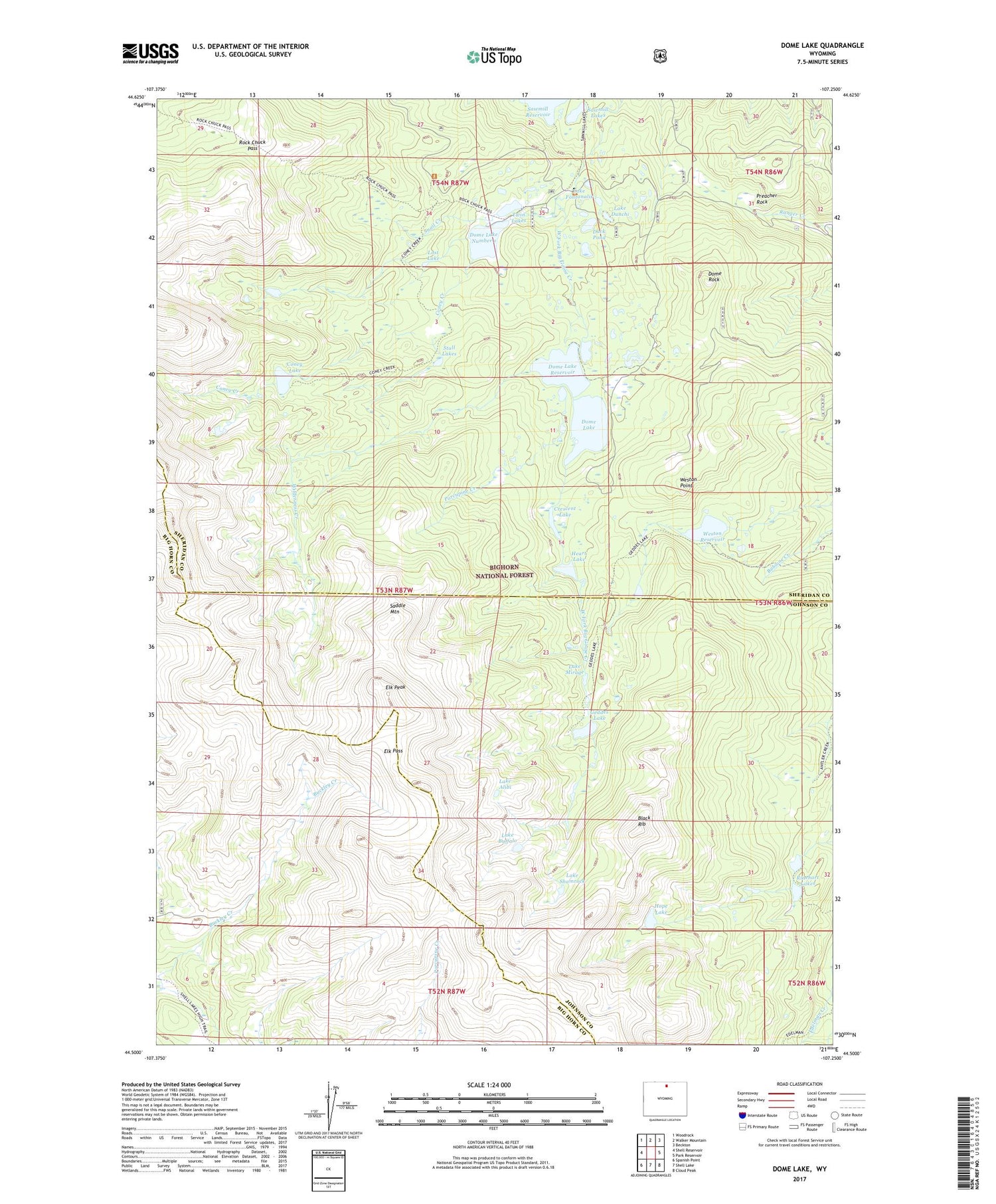 Dome Lake Wyoming US Topo Map Image