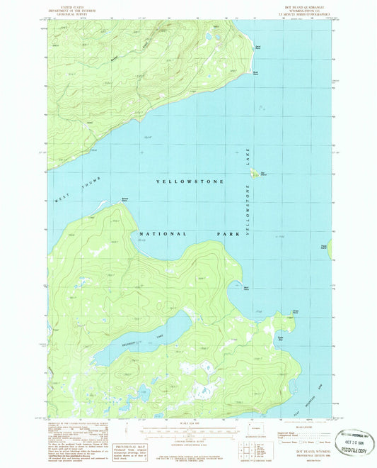 Classic USGS Dot Island Wyoming 7.5'x7.5' Topo Map Image
