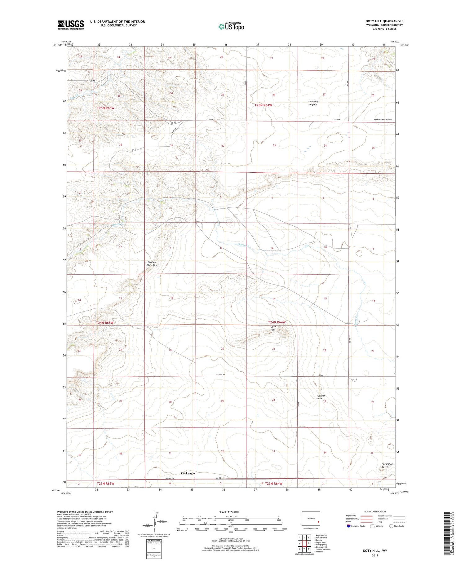 Doty Hill Wyoming US Topo Map Image