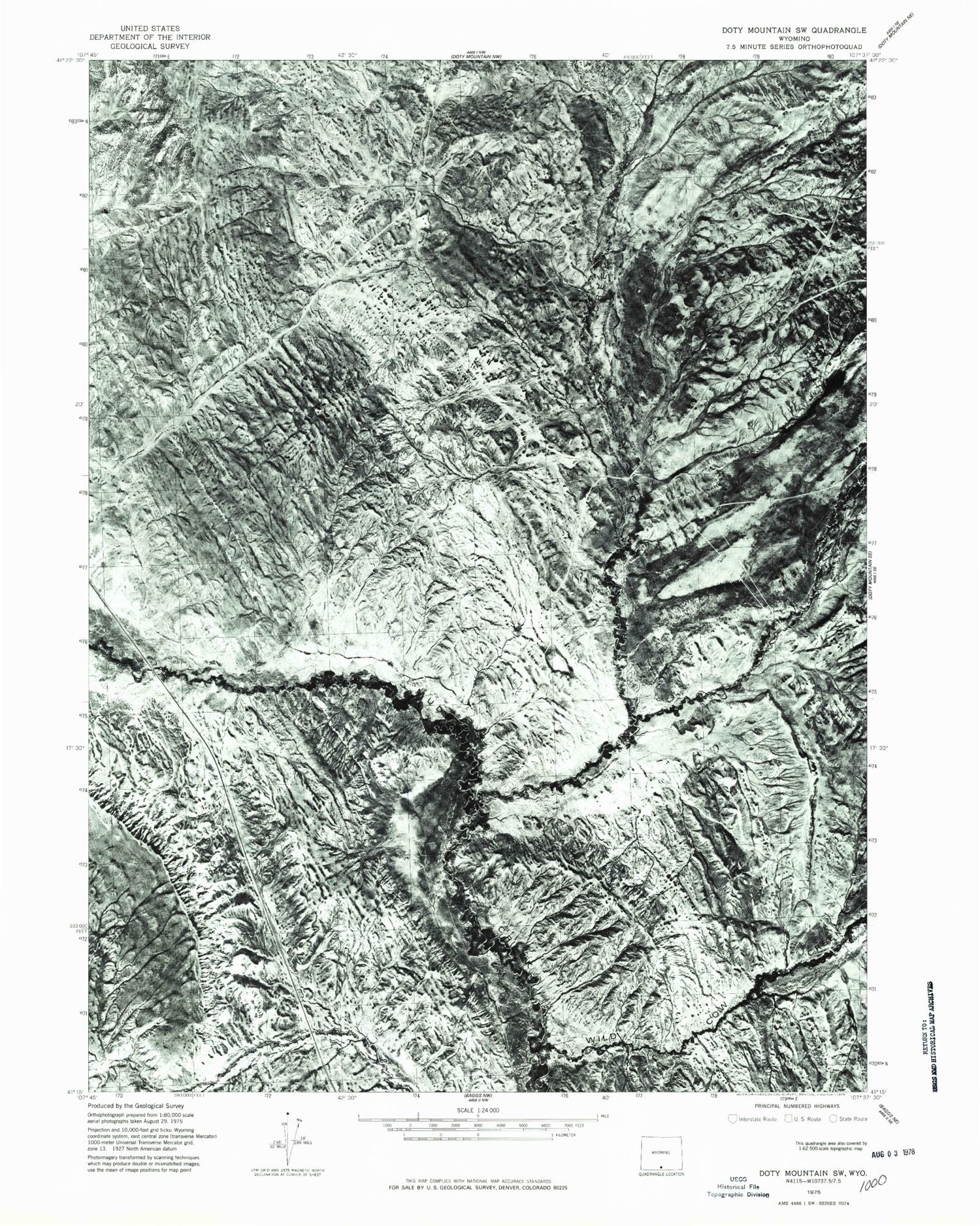 Classic USGS Blue Gap Wyoming 7.5'x7.5' Topo Map Image