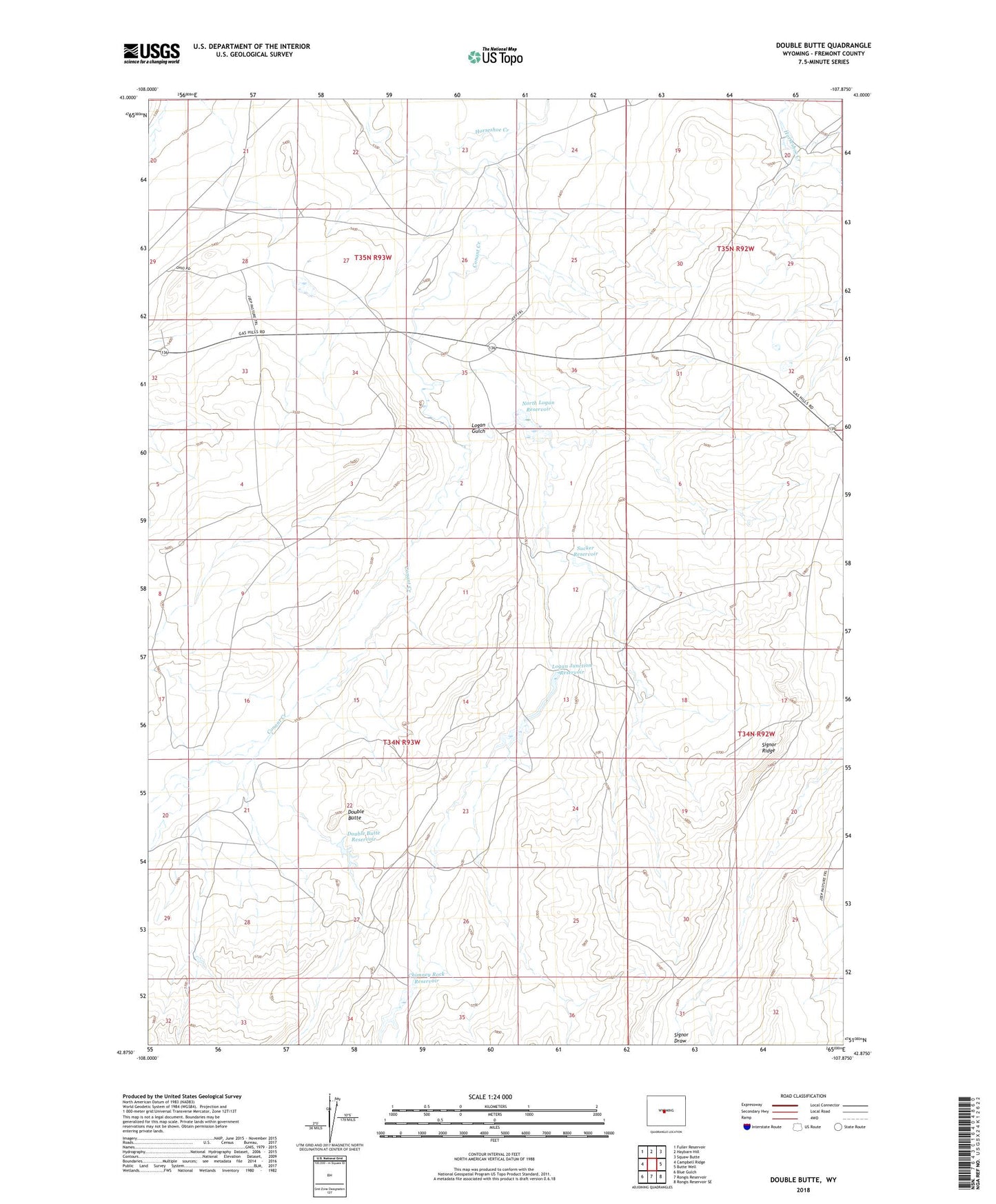 Double Butte Wyoming US Topo Map Image