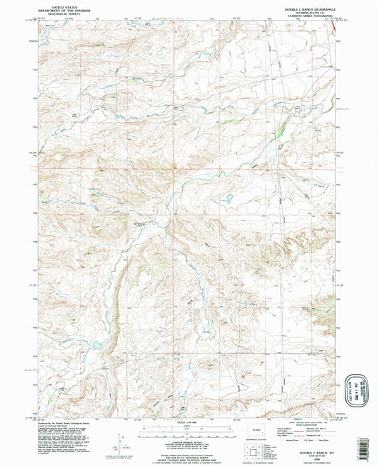 Classic USGS Double L Ranch Wyoming 7.5'x7.5' Topo Map Image