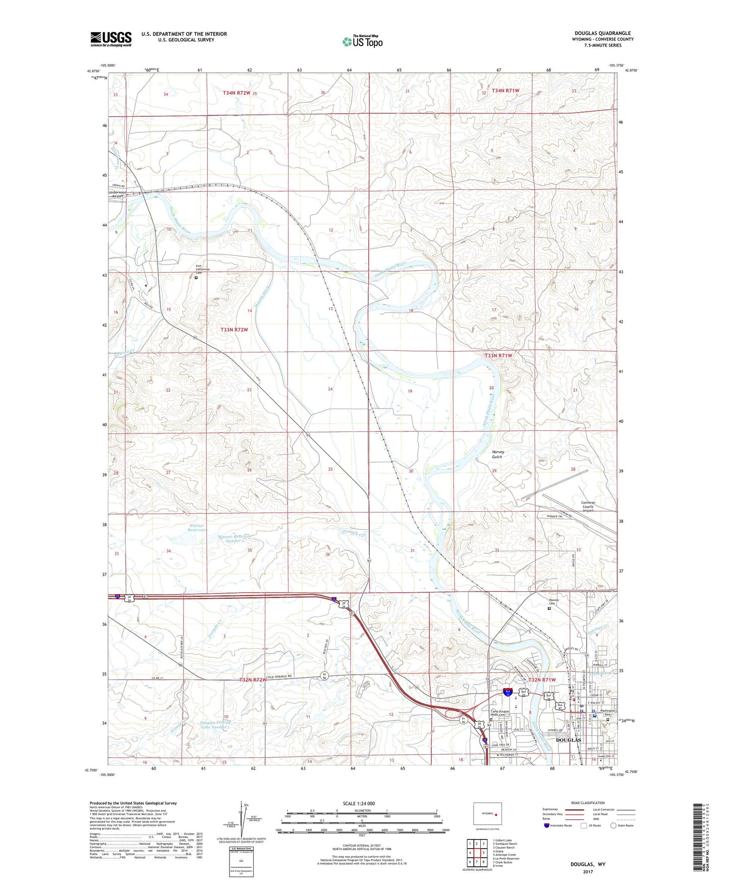 Douglas Wyoming US Topo Map Image