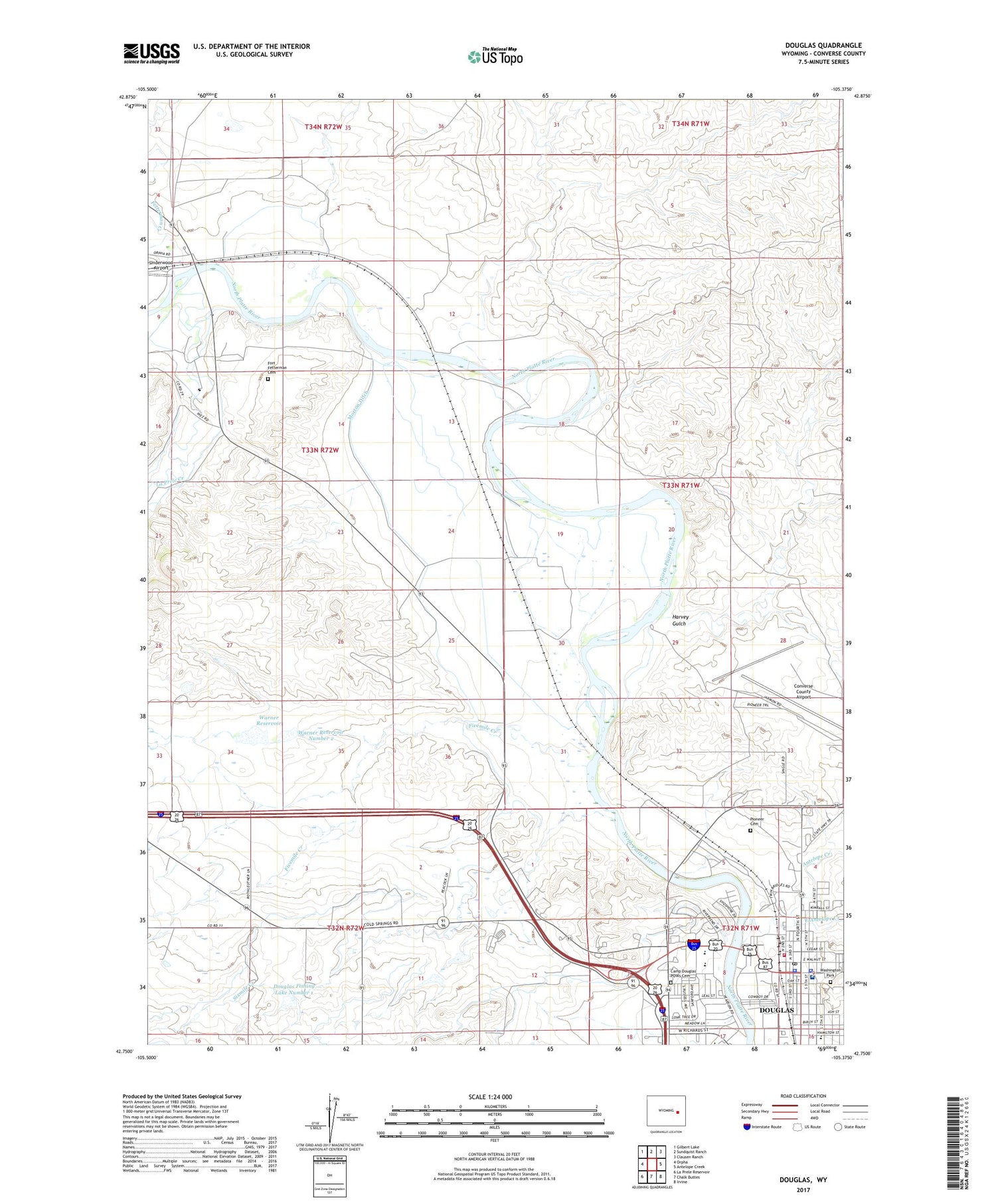 Douglas Wyoming US Topo Map Image