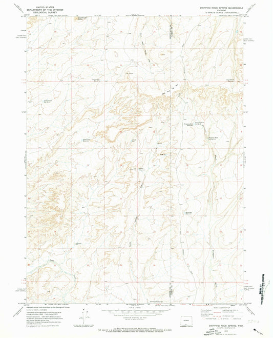 Classic USGS Dripping Rock Spring Wyoming 7.5'x7.5' Topo Map Image